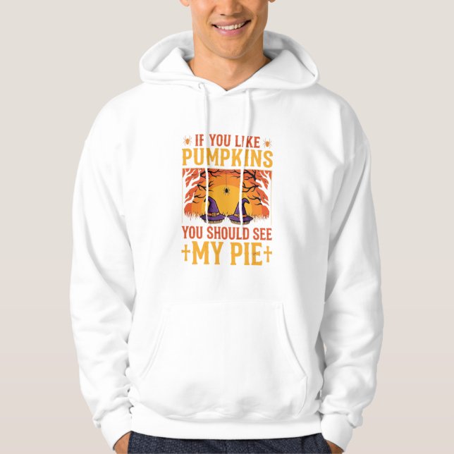Rolig Halloween Pumpapaj Häxa Design_1 Hoodie (Framsida)
