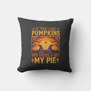 Rolig Halloween Pumpapaj Häxa Design_1 Kudde
