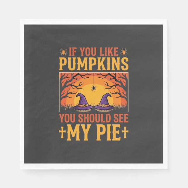 Rolig Halloween Pumpapaj Häxa Design_1 Pappersservett (Framsidan)
