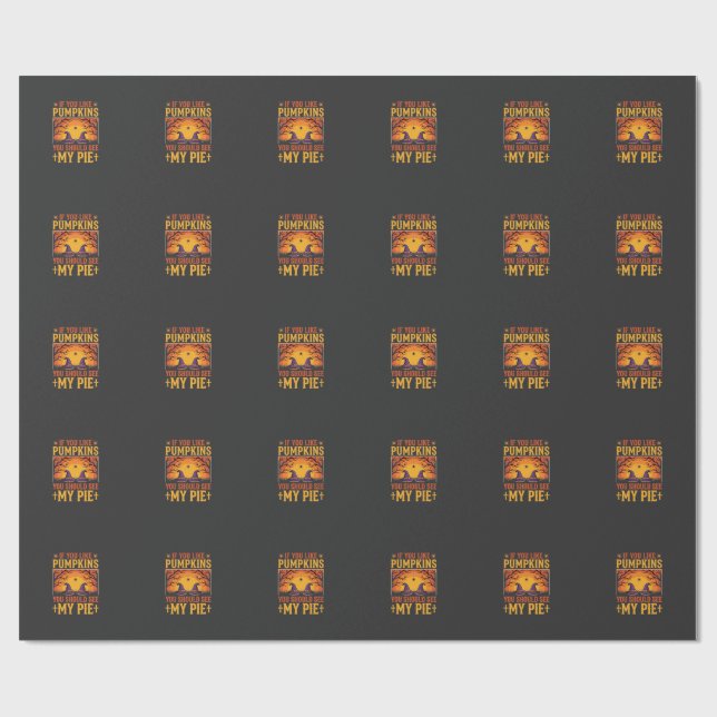 Rolig Halloween Pumpapaj Häxa Design_1 Presentpapper (Platt)