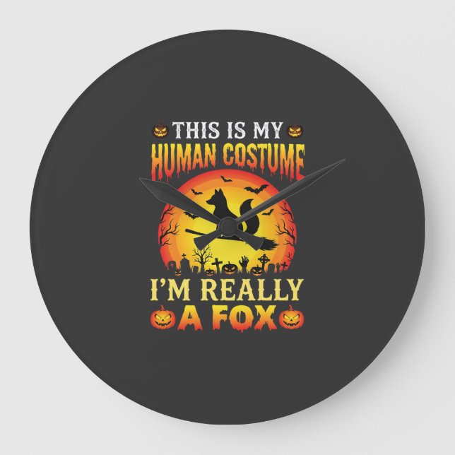 Rolig Halloween-räv Människokostym Stor Klocka (Framsida)