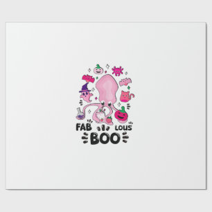 Rolig Halloween Rosa Katt Spökgymnastik Bläckfisk  Presentpapper