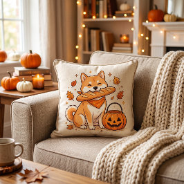 Rolig Halloween Shiba Inu Hund Baguette Bröd Kudde