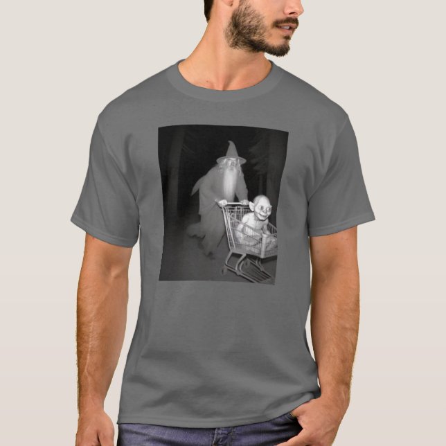 Rolig Halloween shoppingvagn present T Shirt (Framsida)