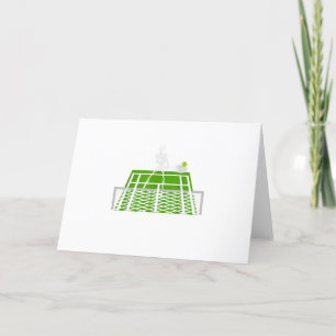 rolig halloween skeleton skalle som spelar tennis helgkort