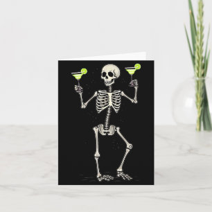 Rolig Halloween-skelett dricker Margarita-svans Kort