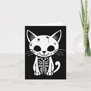 Rolig Halloween Skelett Katt Kitty Kostym Skalle K Kort
