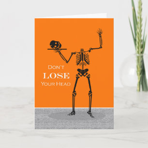 Rolig Halloween-skelett Missa Inte Ditt Huvud Kort