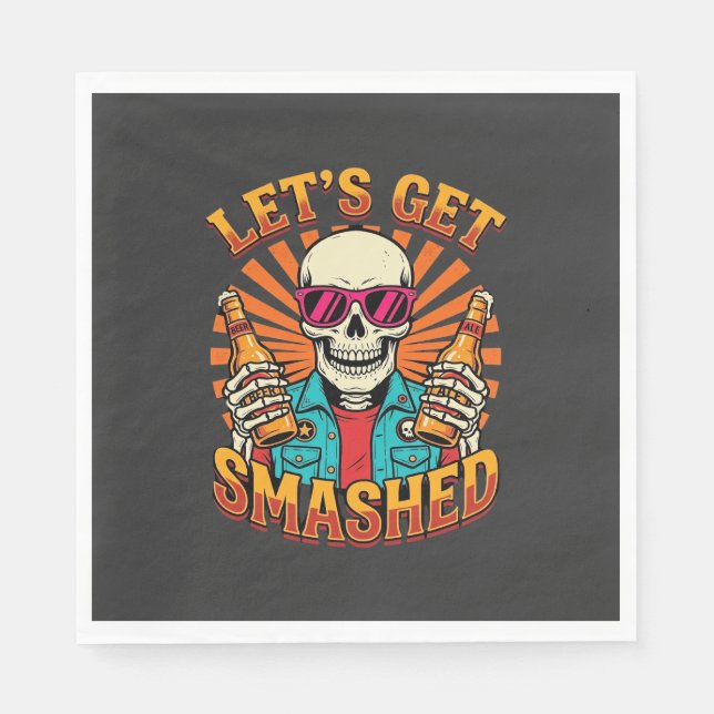 Rolig Halloween skelett öl krossad design_1 Pappersservett (Framsidan)