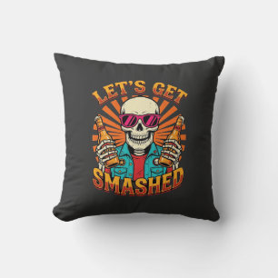 Rolig Halloween Skelett Öl Smashed Design_1 Kudde