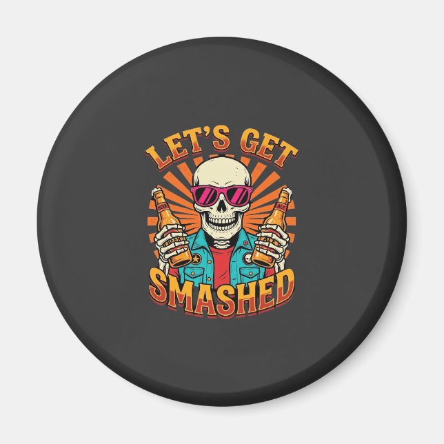 Rolig Halloween Skelett Öl Smashed Design_1 Magnet (Framsidan)
