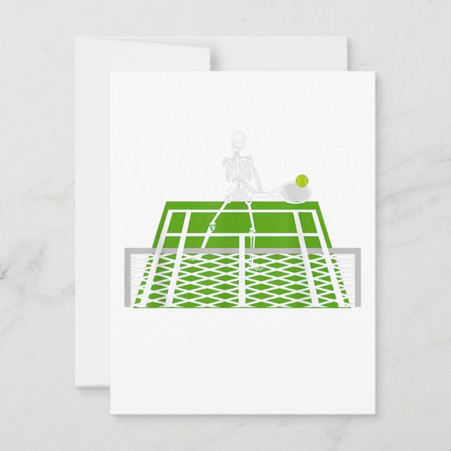 rolig halloween skelett skalle spelar tennis inbjudningar (Framsida)