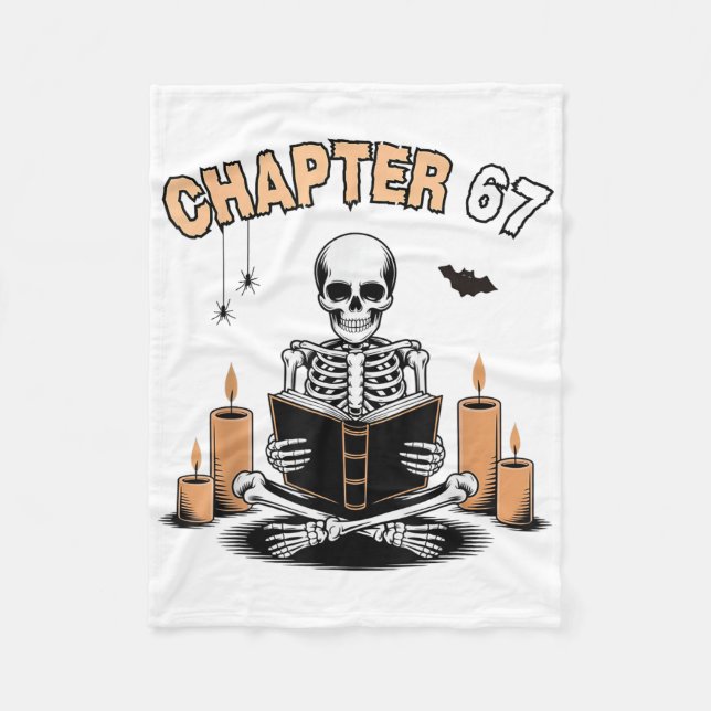 Rolig Halloween-skelett som läser bok 67 memes _2  Fleecefilt (Framsidan)