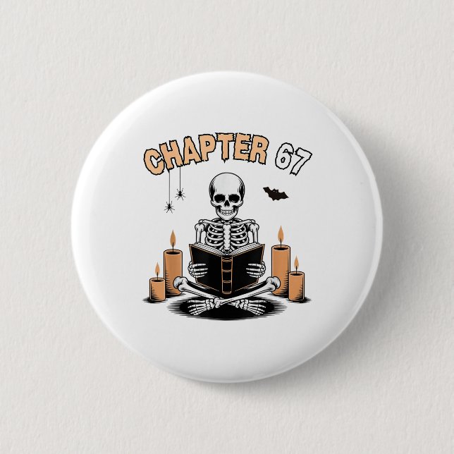 Rolig Halloween-skelett som läser bok 67 memes _2  Knapp (Framsida)