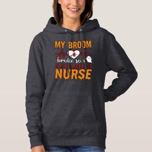 Rolig Halloween-sköterska Min sopborste gick sönde T Shirt