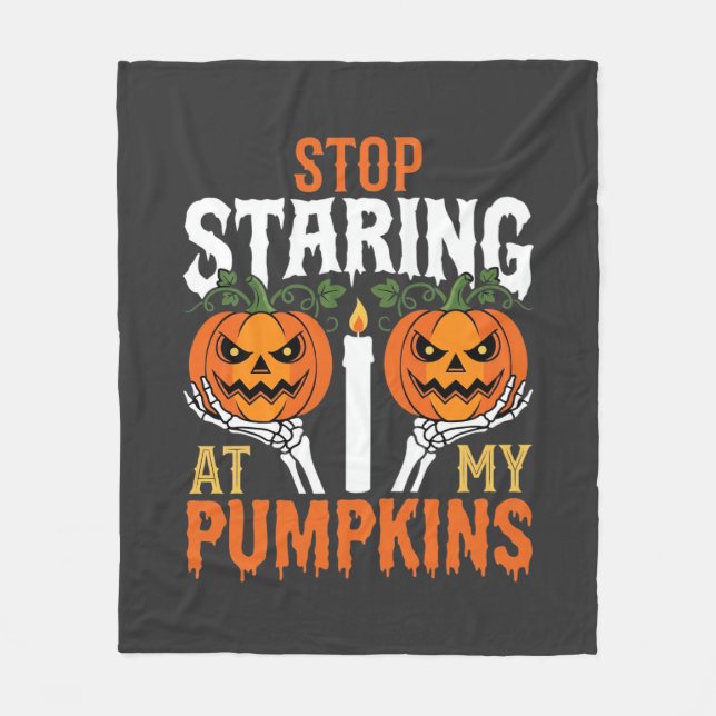 Rolig Halloween Sluta Stirra på Mina Pumpor Fleecefilt (Framsidan)
