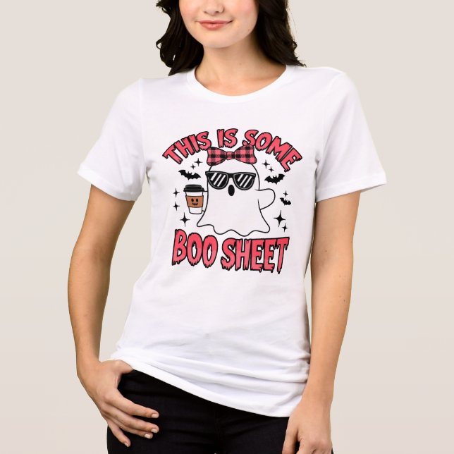 Rolig Halloween Spök Boo Lakan T Shirt (Framsida)