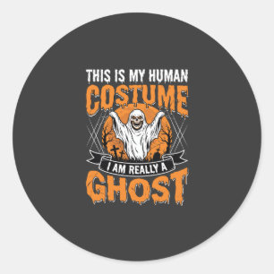 Rolig Halloween Spök Mänsklig Kostym Vintage Runt Klistermärke