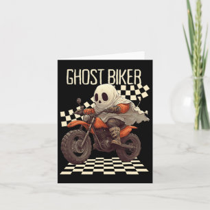 Rolig Halloween-spökcyklist på motorcykel Kort
