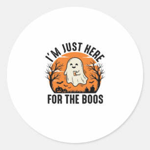 Rolig Halloween-spöke Bara Här för Bu-rocken Runt Klistermärke