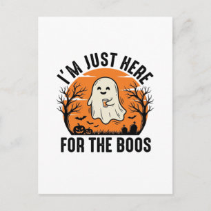 Rolig Halloween-spöke Bara Här för Bu-rocken Vykort