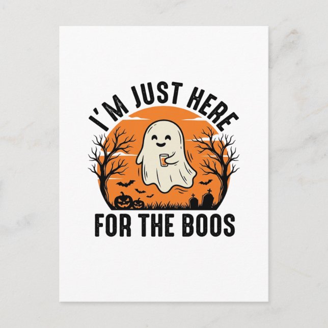 Rolig Halloween-spöke Bara Här för Bu-rocken Vykort (Framsida)