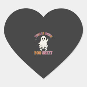 Rolig Halloween-spöke Boo Sheet Blommig Retrodesig Hjärtformat Klistermärke