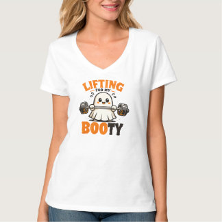 Rolig Halloween-spöke viktlyftnings-T-shirt T Shirt