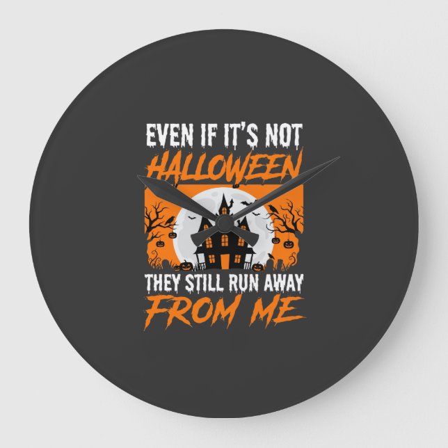 Rolig Halloween Spökhus Citat Grafik Stor Klocka (Framsida)