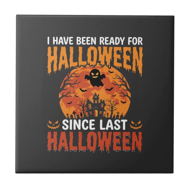 Rolig Halloween Spökhus Spök Måne Design Kakelplatta (Framsidan)