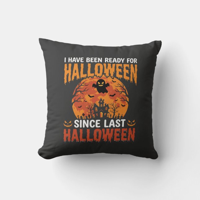 Rolig Halloween Spökhus Spök Måne Design Kudde (Framsida)