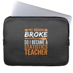 Rolig Halloween-statistik Lärare Kvast Design Laptop Fodral