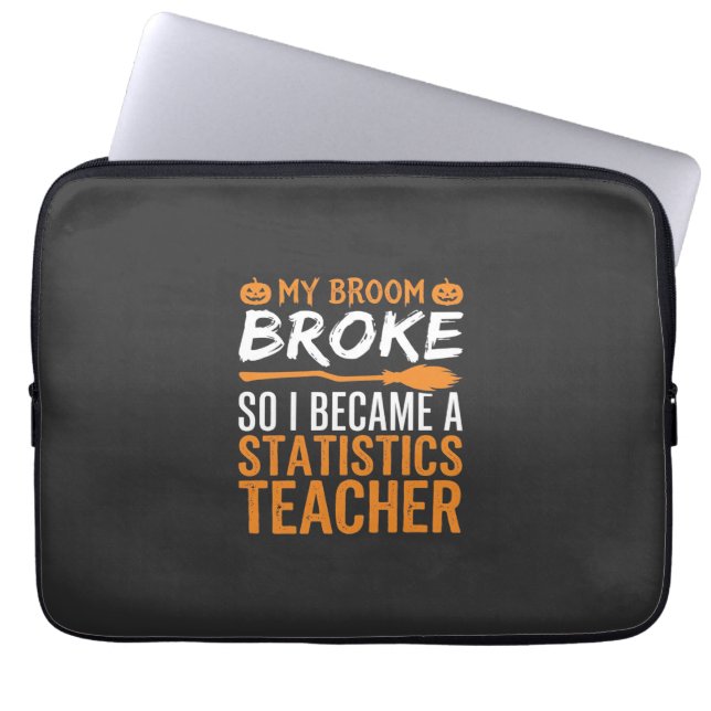 Rolig Halloween-statistik Lärare Kvast Design Laptop Fodral (Framsidan)