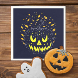 Rolig Halloween Svart Jack O Lantern Kuslig Pumpa Pappersservett
