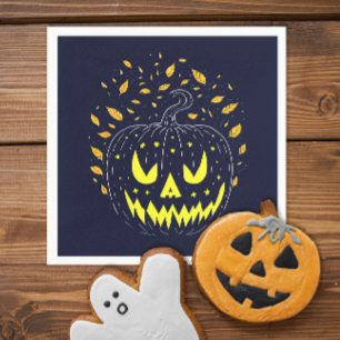 Rolig Halloween Svart Jack O Lantern Kuslig Pumpa Pappersservett
