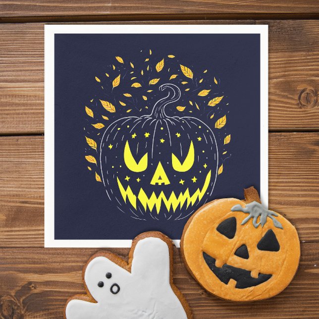 Rolig Halloween Svart Jack O Lantern Kuslig Pumpa  Pappersservett (Skapare uppladdad)