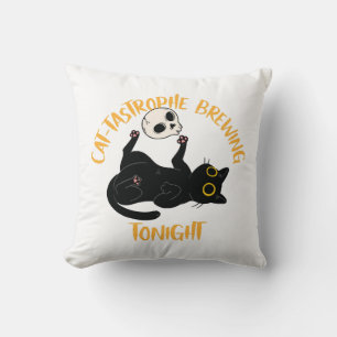 rolig halloween svart katt kudde