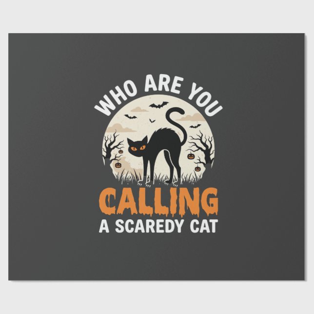Rolig Halloween Svart Katt Rädd Katt Vektor Desig Presentpapper (Platt)