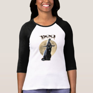 Rolig Halloween t-skjorta med den svart katten och T Shirt
