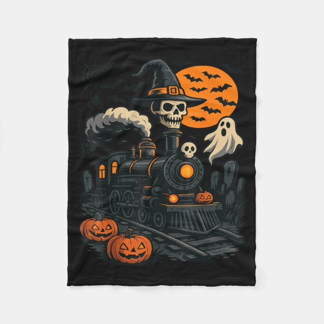 Rolig Halloween Tåg Pumpa Tåg Älskare Järnväg Fleecefilt (Framsidan)