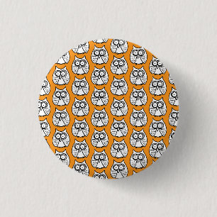 Rolig Halloween Tecknad Ugglor Orange Knapp