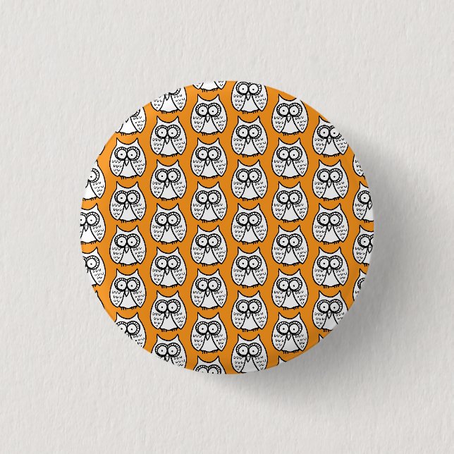 Rolig Halloween Tecknad Ugglor Orange Knapp (Framsida)