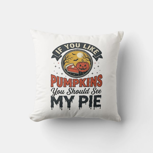 Rolig Halloween-tröja design med pumpapaj vintage_ Kudde (Framsida)