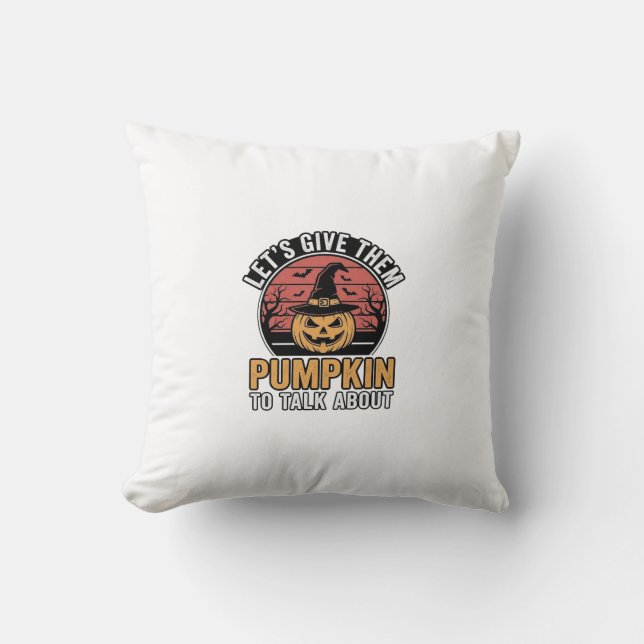 Rolig Halloween-tröja med pumpadesign_1 Kudde (Framsida)