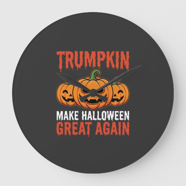 Rolig Halloween Trumpkin Pumpa Parodi Stor Klocka (Framsida)