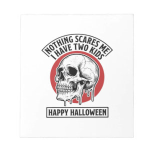 Rolig Halloween Två Barn Dödskalle Tröja Design_1 Anteckningsblock