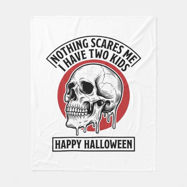 Rolig Halloween Två Barn Dödskalle Tröja Design_1 Fleecefilt (Framsidan)