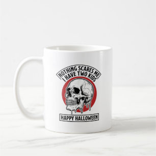 Rolig Halloween Två Barn Dödskalle Tröja Design_1 Kaffemugg