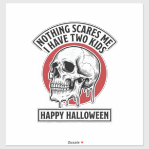 Rolig Halloween Två Barn Dödskalle Tröja Design_1 Klistermärken