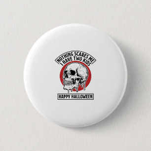 Rolig Halloween Två Barn Dödskalle Tröja Design_1 Knapp